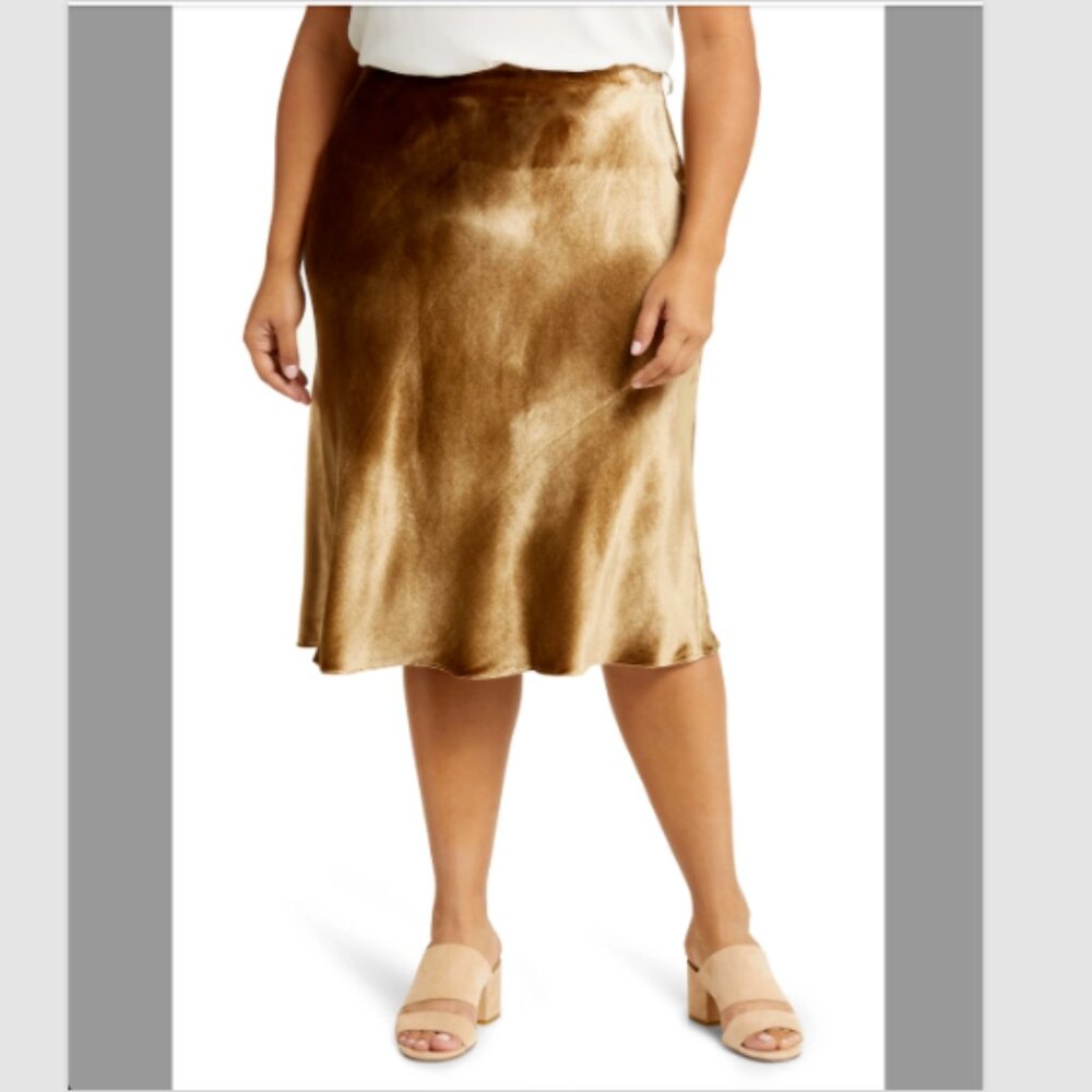 Vince Velvet Short Silk-Blend Gold Slip Skirt